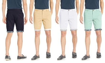 Suslo Couture Men's Casual Slim Fit Shorts with Reversible Cuff