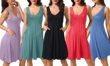 Lyss Loo Sun Dancer V-Neck Swing Dress With Pockets. Plus Sizes Available 