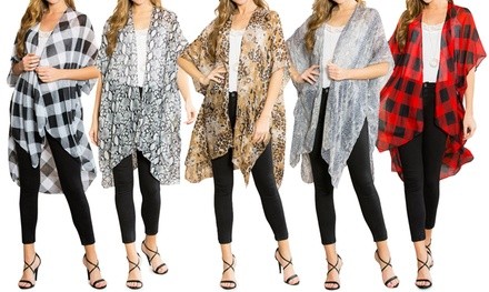 Riah Fashion Women's Patterned Dolman Kimono