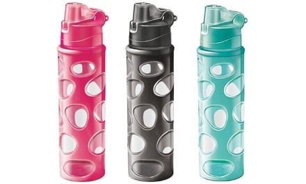 Plastic Sports Water Bottle with Strap Carry Handle (3-Pack)