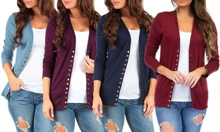 Women's Fall Snap Button Cardigan. Plus Sizes Available.