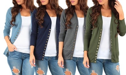 Women's Fall Snap Button Cardigan. Plus Sizes Available.
