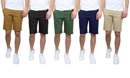 Men's 5-Pocket Flat-Front Stretch Slim-Fit Chino Shorts (3-Pack, Size 30-40)