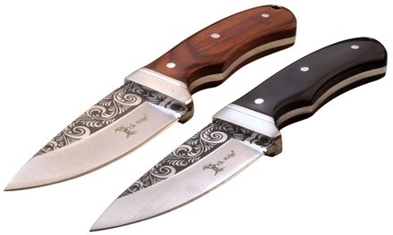 Elk Ridge Fixed Stainless Steel Damascus Pakkawood Knife