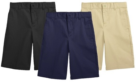 Galaxy by Harvic Boy's Flat-Front Twill School Uniform Shorts (Sizes 4–20)