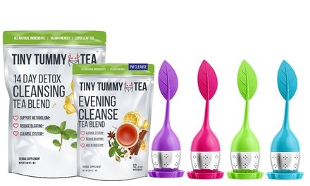 Tiny Tummy Tea AM & PM Detox Cleansing Blend with Tea Infuser