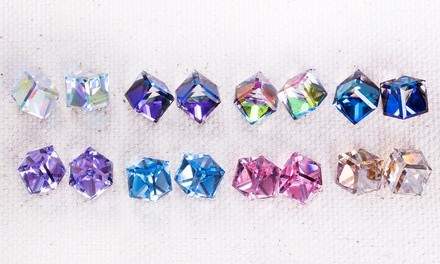 Lesa Michele Cube Stud Earrings made with Swarovski Crystals