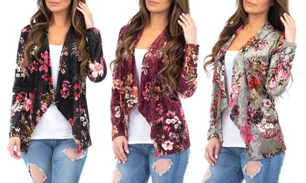 Women's Floral Crush Velvet Cardigan