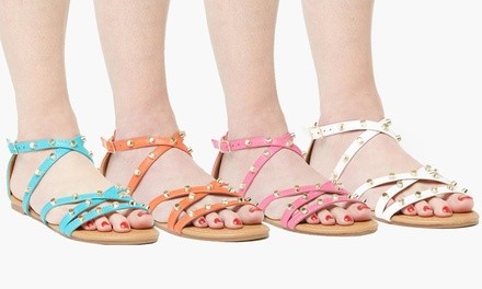 Sociology Women's Studded Cross-Strap Sandal | Groupon Exclusive