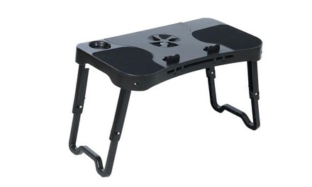 Laptop Table Stand with Integrated LED Light, Cooling Fan, and 4 USB Ports