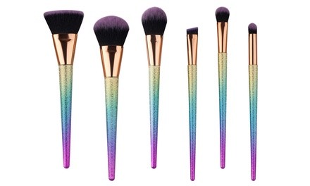 Professional Rainbow-Colored Makeup Brush Set (6-Piece)