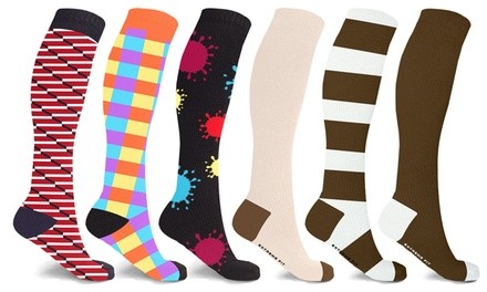 Patterned Knee-High Compression Socks (3- or 6-Pairs)