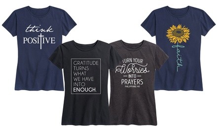 Solid Light Women's Faith, Kindness, or Prayer Tee. Plus Sizes Available.