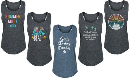 Instant Message Women's Beach Mode Racerback Tanks. Plus Sizes Available.