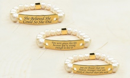 Freshwater Pearl Inspirational Bracelet by Pink Box