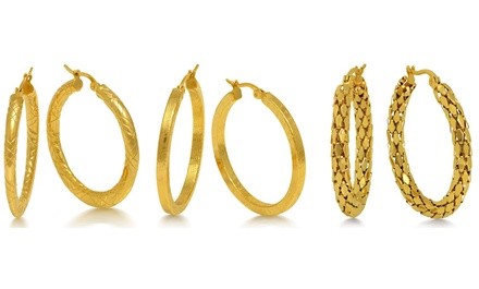 Gold Plated Hoop Earrings with Design by Paolo Fortelini