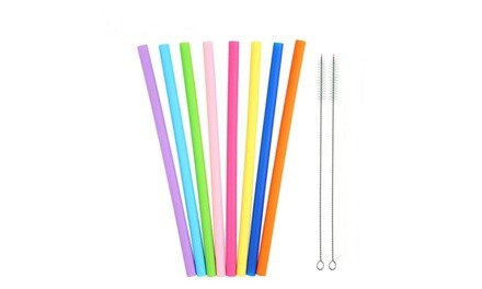 Reusable Silicone Straws with Cleaning Tools (8-Pack)