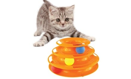 Interactive Cat Toy 3-Tier Tower of Tracks with 3 Balls
