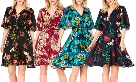 Haute Edition Women's Button-Up Floral Party Dress. Plus Sizes Available.