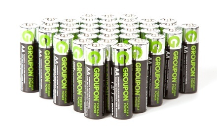 Groupon Portable Power AA or AAA Alkaline Battery Set (36-Piece)