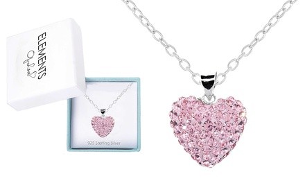 Crystal Heart Necklace Made With Swarovski Elements in Sterling Silver (Multiple Options)