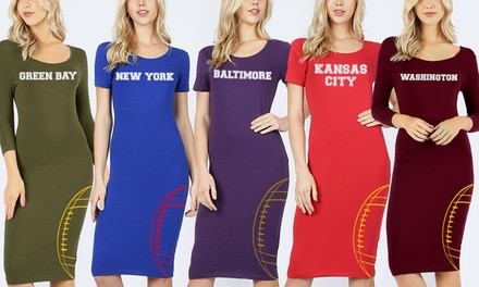 Women's Bodycon Football Team Graphic Midi Dresses