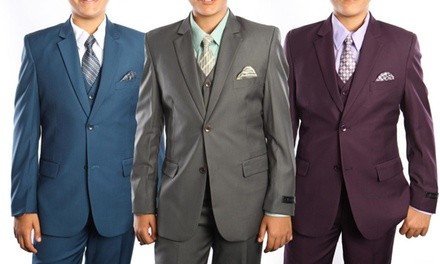 Tazio Boy's Classic-Fit Notch Lapel 2-Button Suit (5-Piece Set)