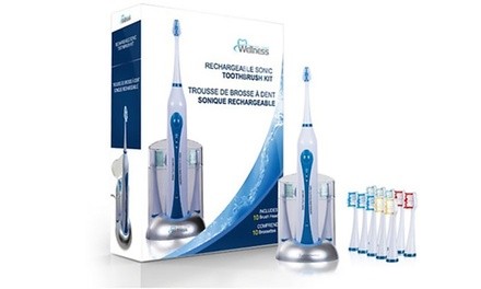 Wellness Oral Care Ultrasonic Toothbrush w/ 10 Heads and Dock Charger