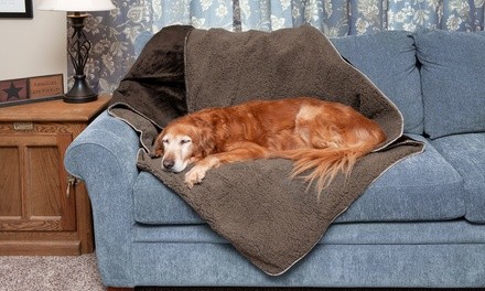 Furhaven Waterproof Snuggly Warm Faux Lambswool and Terry Pet Blanket