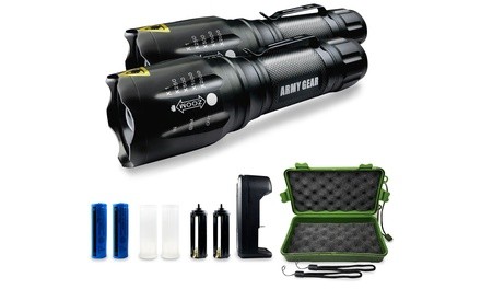 Army Gear Viper 1000-Lumen Tactical Flashlight Set (6-Piece)