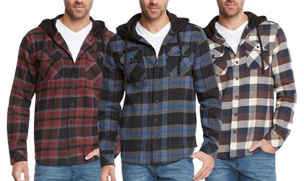 9 Crowns Men's Lightweight Flannel Shirt Hoodie (S-2XL)