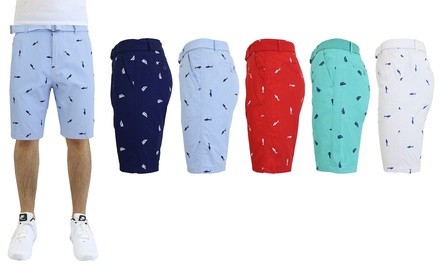 Galaxy By Harvic Men's Printed Cotton Belted Shorts (Size 30-42)