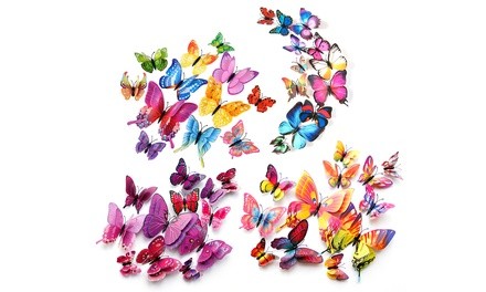 3D Single & Double Winged Butterfly Wall Decal Magnets (12-Piece)