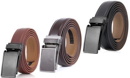 Mio Marino Men's Genuine Leather Dress Belt with Linxx Ratchet Buckle