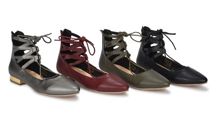 Sociology Gia Women's Lace Up Flats with Back Zipper | Groupon Exclusive