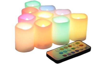EcoGecko LED Color Votive Candles with Remote and Timer (10-Pack)