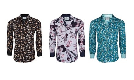 Suslo Couture Men's Slim Fit Printed Long Sleeve Button-Down Shirt (S-3XL)
