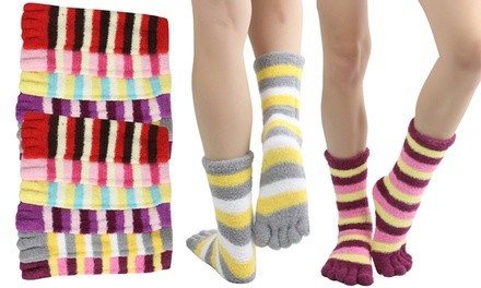 Women's Cozy Stripe Plush Toe Socks (6-Pack)