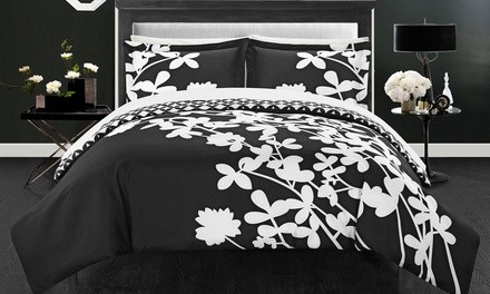 Amaryllis Reversible Large-Scale Floral-Design Printed Duvet Cover Set (3-Piece)