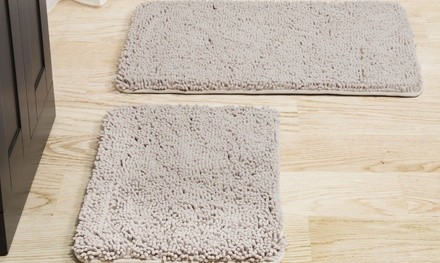 Lavish Home Memory-Foam Shag Bath Mat Set (2-Piece)