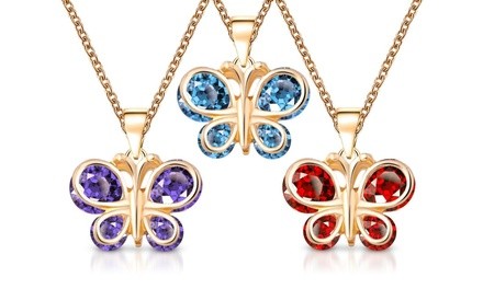 18K Gold Plated Crystal Butterfly Pendants by Glam Kidz