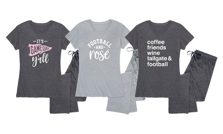 Instant Message Women's Girly Football Lounge Pajama Set (2-Piece)