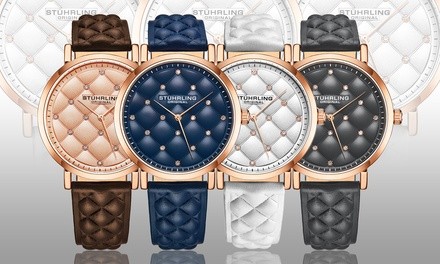 Stuhrling Women's Leather Tufted Strap Watch