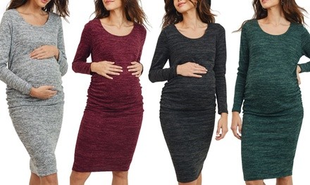 Hello Miz Maternity Long Sleeve Sweater Knit Dress