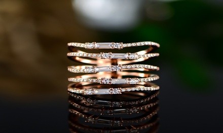 Multi Row Rose Gold Plated Ring Made with Swarovski Elements
