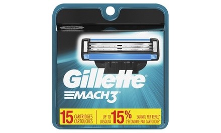 Gillette Mach3 Men's Razor Blade Refills, 15 Count