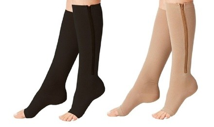 Unisex Open-Toe Zipper Compression Socks (1-Pair)