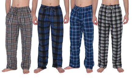 Active Club Men's Fleece Plaid Pajama Pants with Adjustable Waistband (2-Pack)