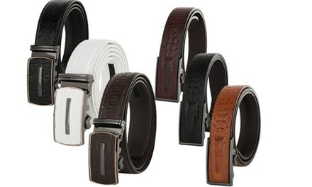 MKF Men's Genuine Leather Automatic Track Sliding Belt