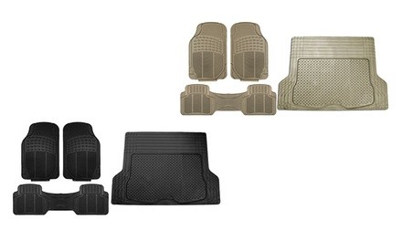 Vinyl Auto Floor Mats with Trimmable Rear Mat (4-Piece)